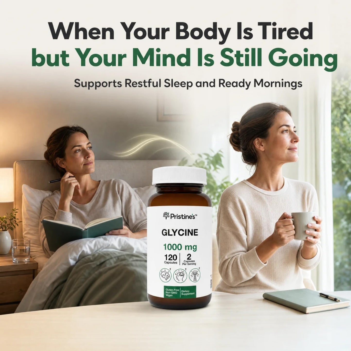 PRISTINE'S Glycine 1000mg Amino Acid, 120 Capsules