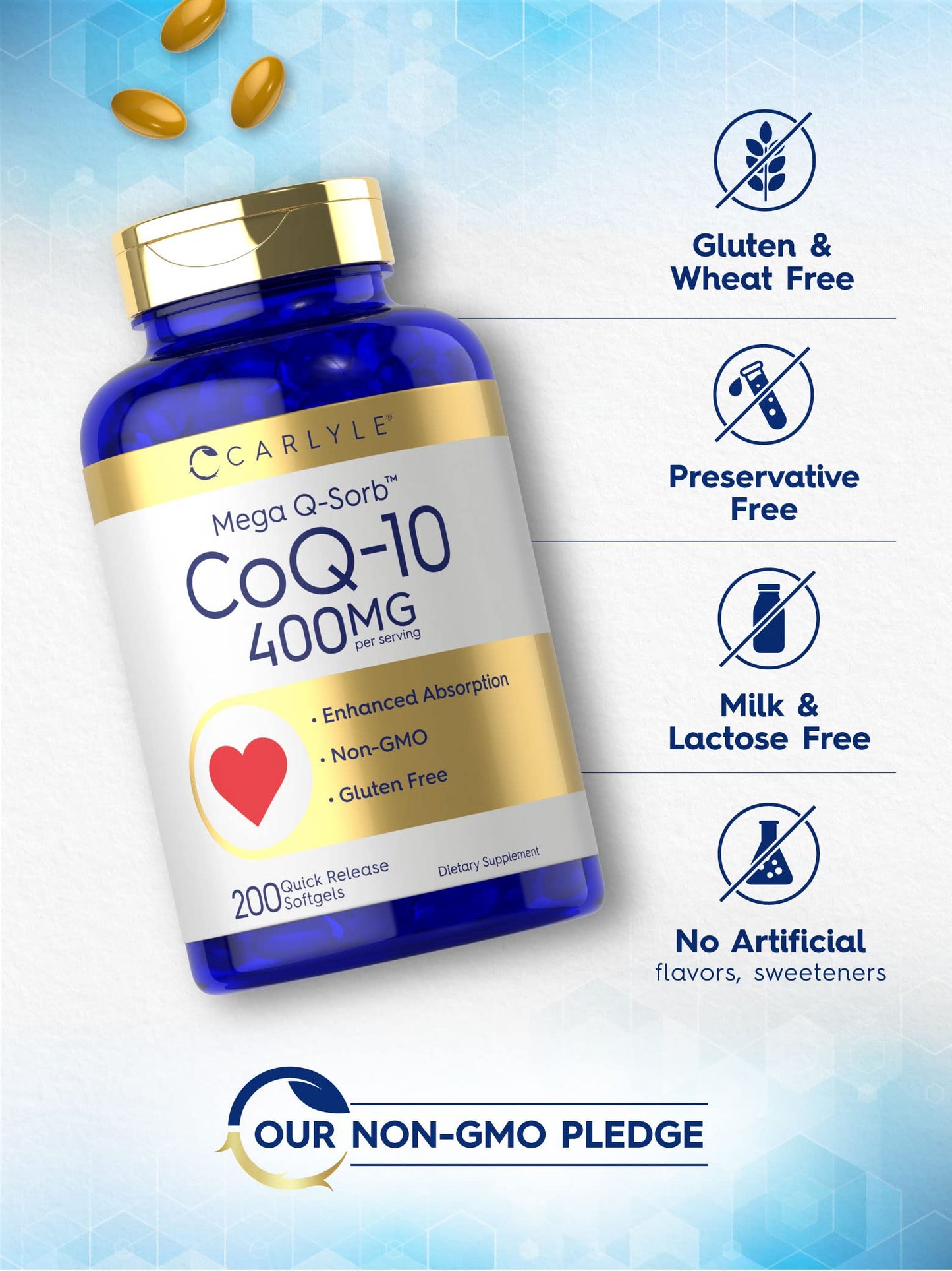 Carlyle CoQ10 400mg Softgel, 200 Count