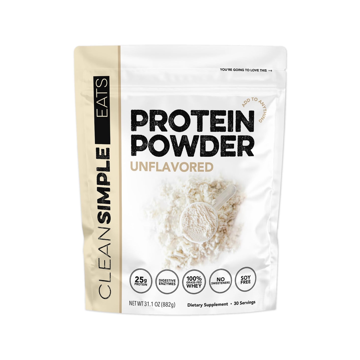 Clean Simple Eats Whey Isolate Protein Powder, Unflavored, 36 Servings