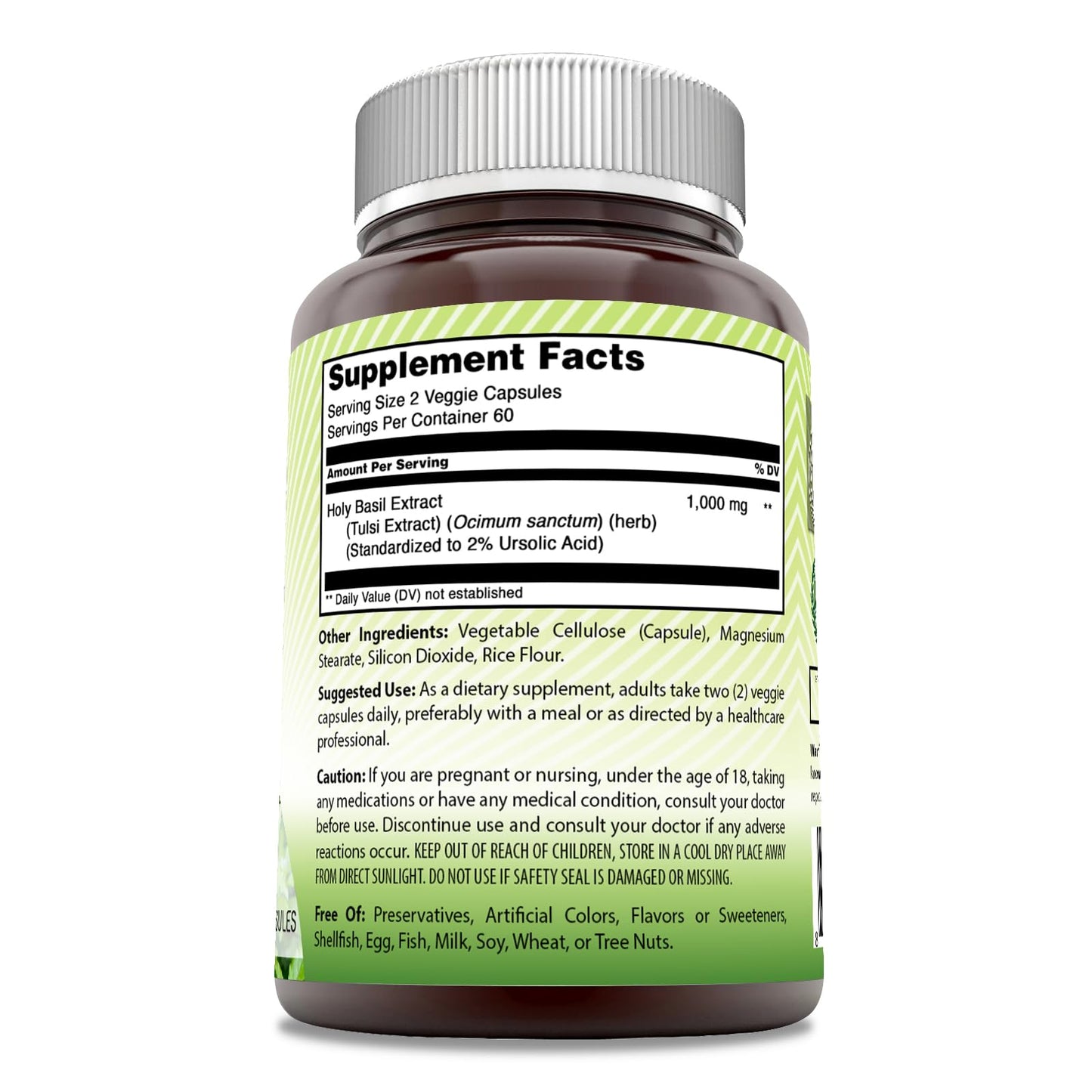 Amazing India Holy Basil Extract Supplement Capsule, 120 Count