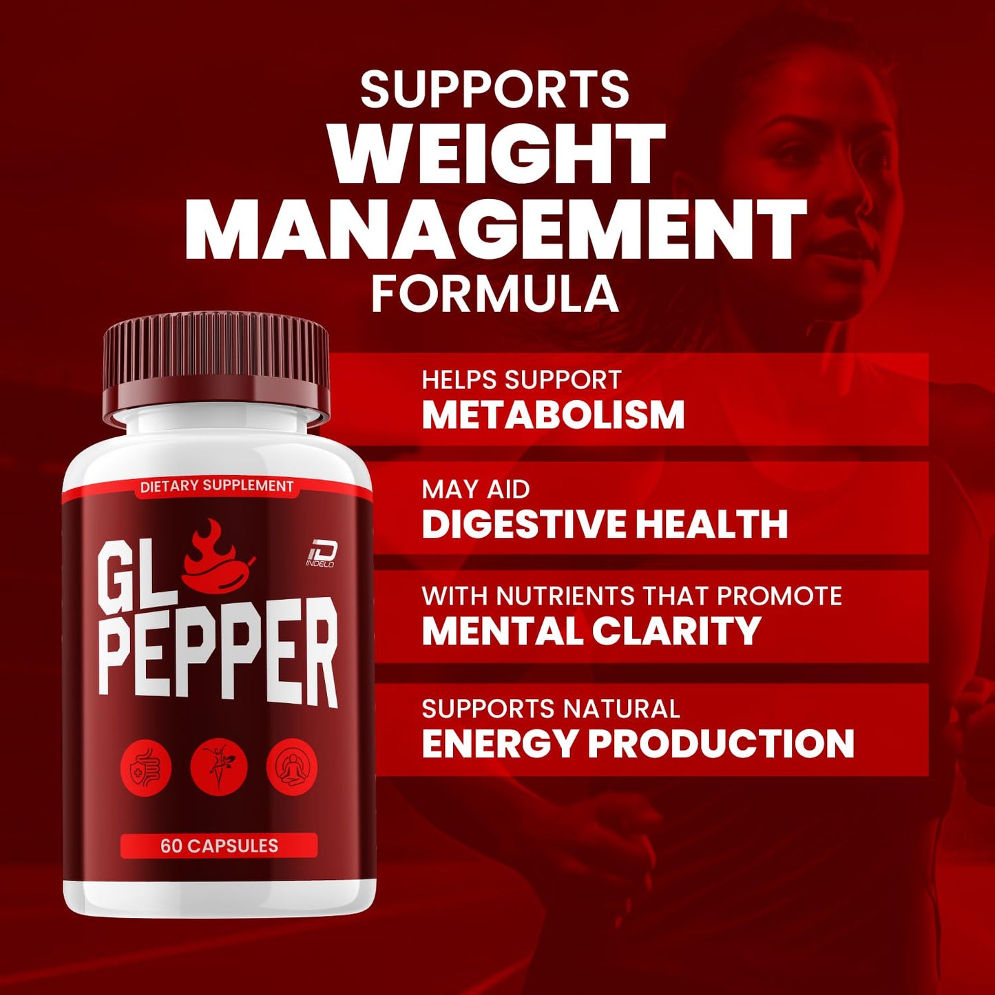 Indelo GL Pepper Capsules 800mg, 60 Capsules