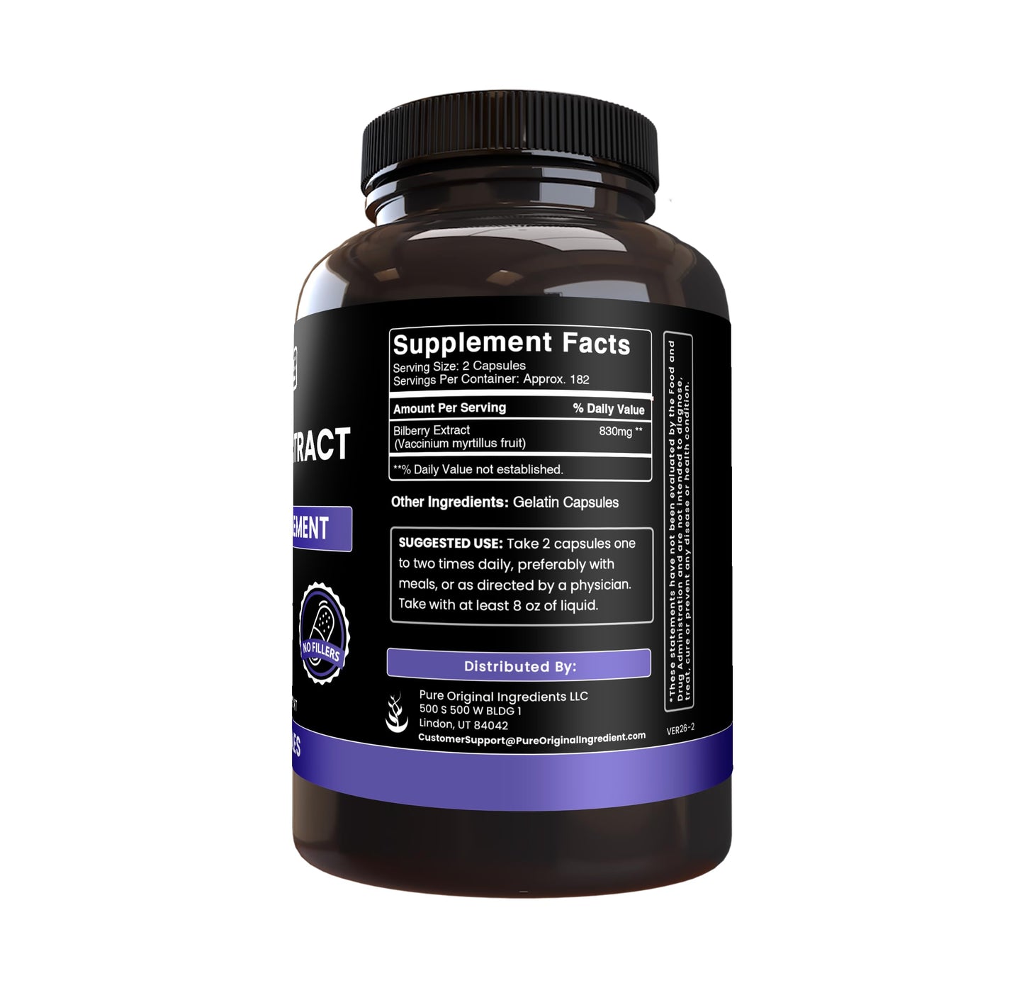 Pure Original Ingredients Bilberry Extract 365 Capsules