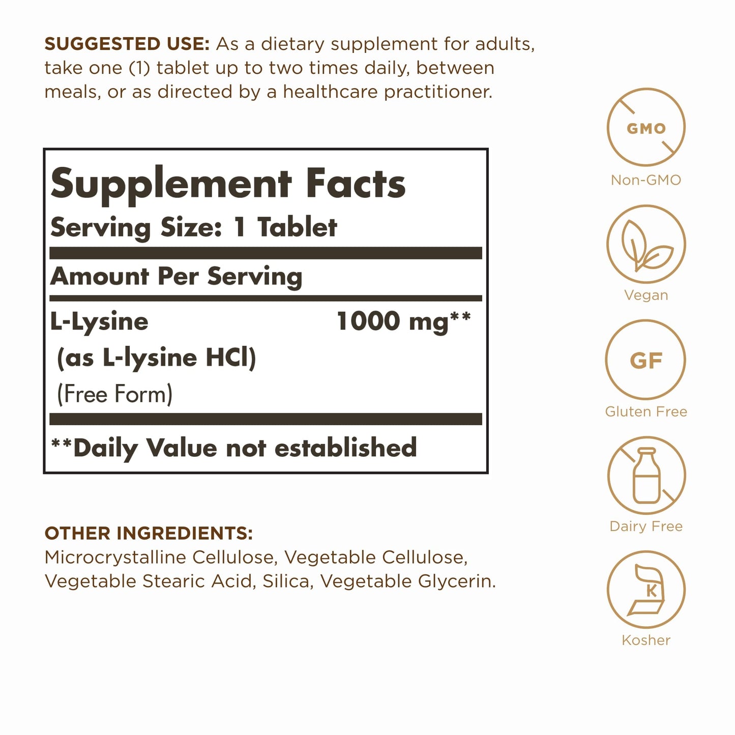 Solgar L-Lysine 1000 mg Tablet - 250 Tablets