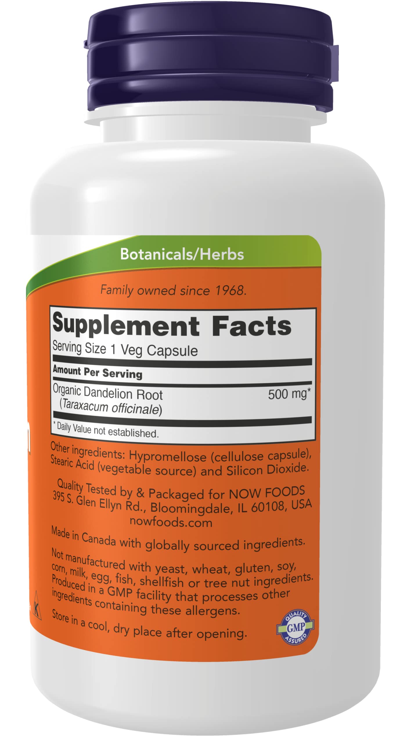 NOW Foods Dandelion Root 500 mg Capsule, 2 Count