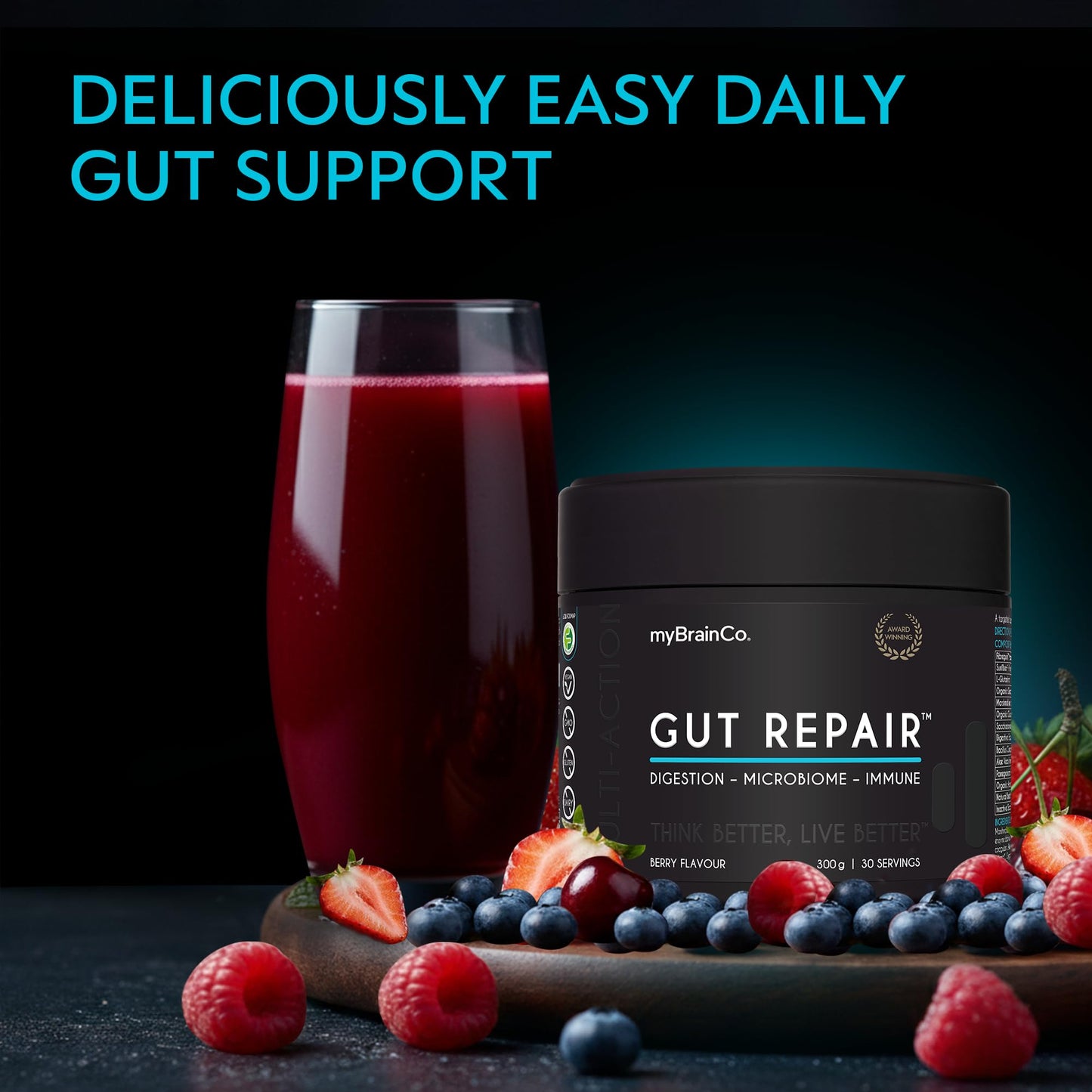 myBrainCo Gut Repair – Gut Health & Digestion Support Powder, 10.58 oz