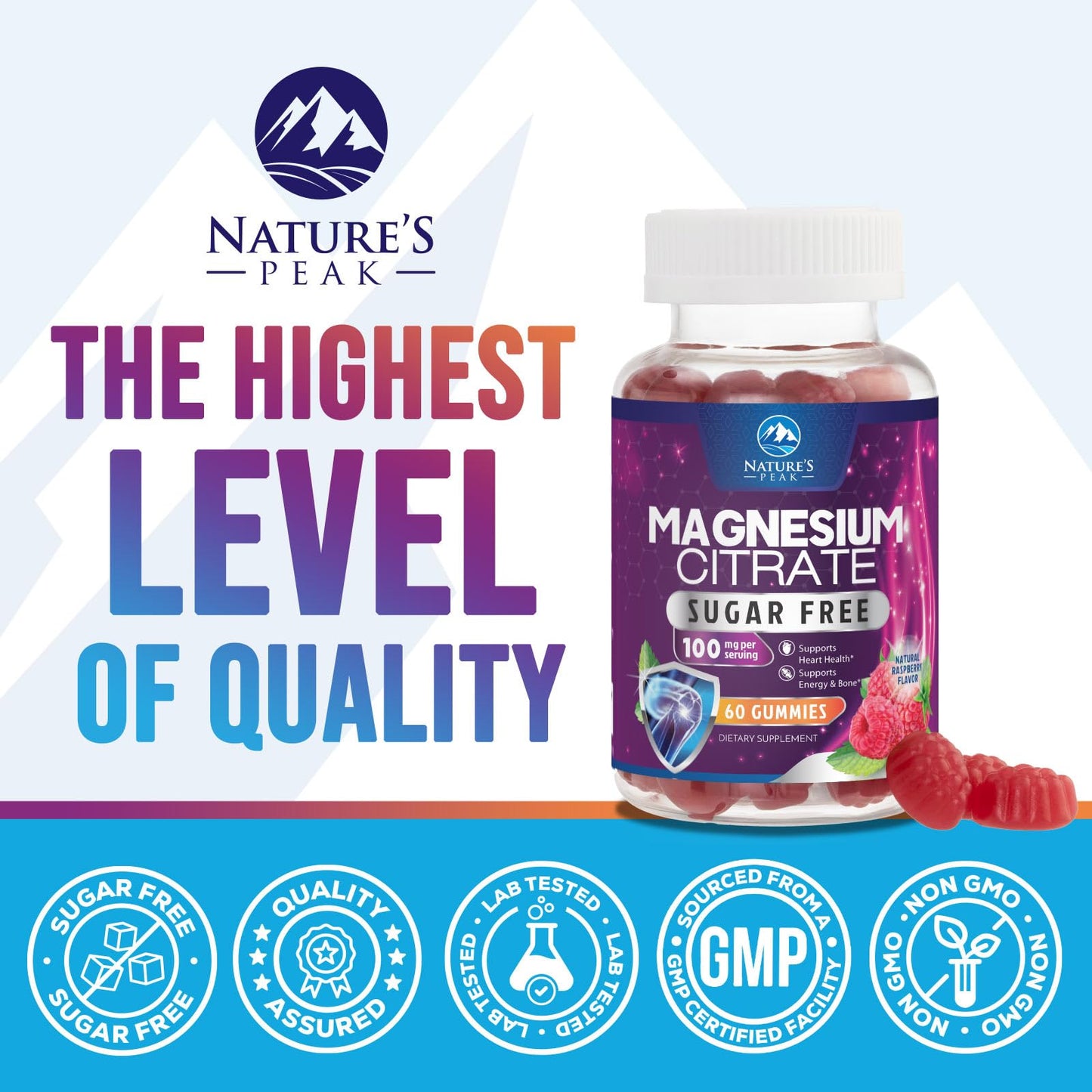 Nature's Peak Magnesium Citrate Supplement, Gummies, 60 Count
