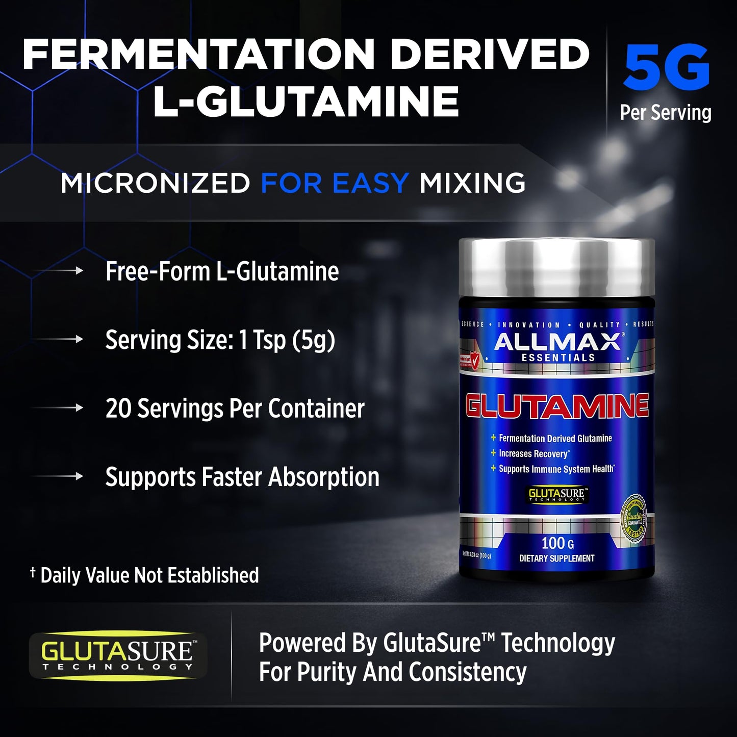 ALLMAX L-Glutamine Powder 3.53 oz
