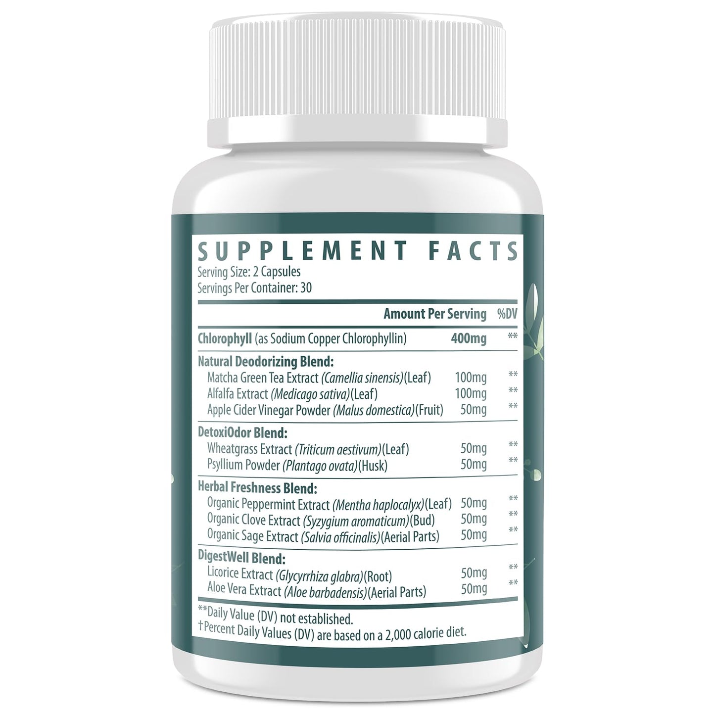 Flarovexarith Chlorophyll Capsules for Body Odor, Fresh Breath & Gut Detox 120 Capsules