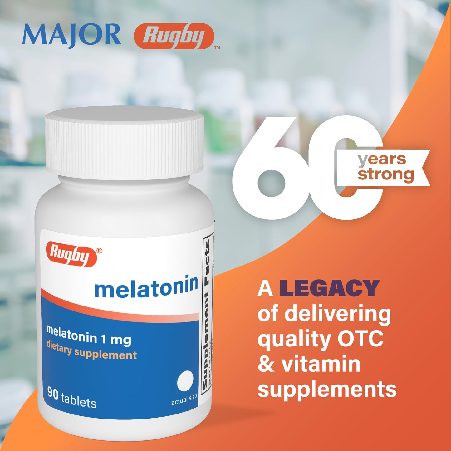 Rugby Laboratories Melatonin 1mg Tablet 90 Count