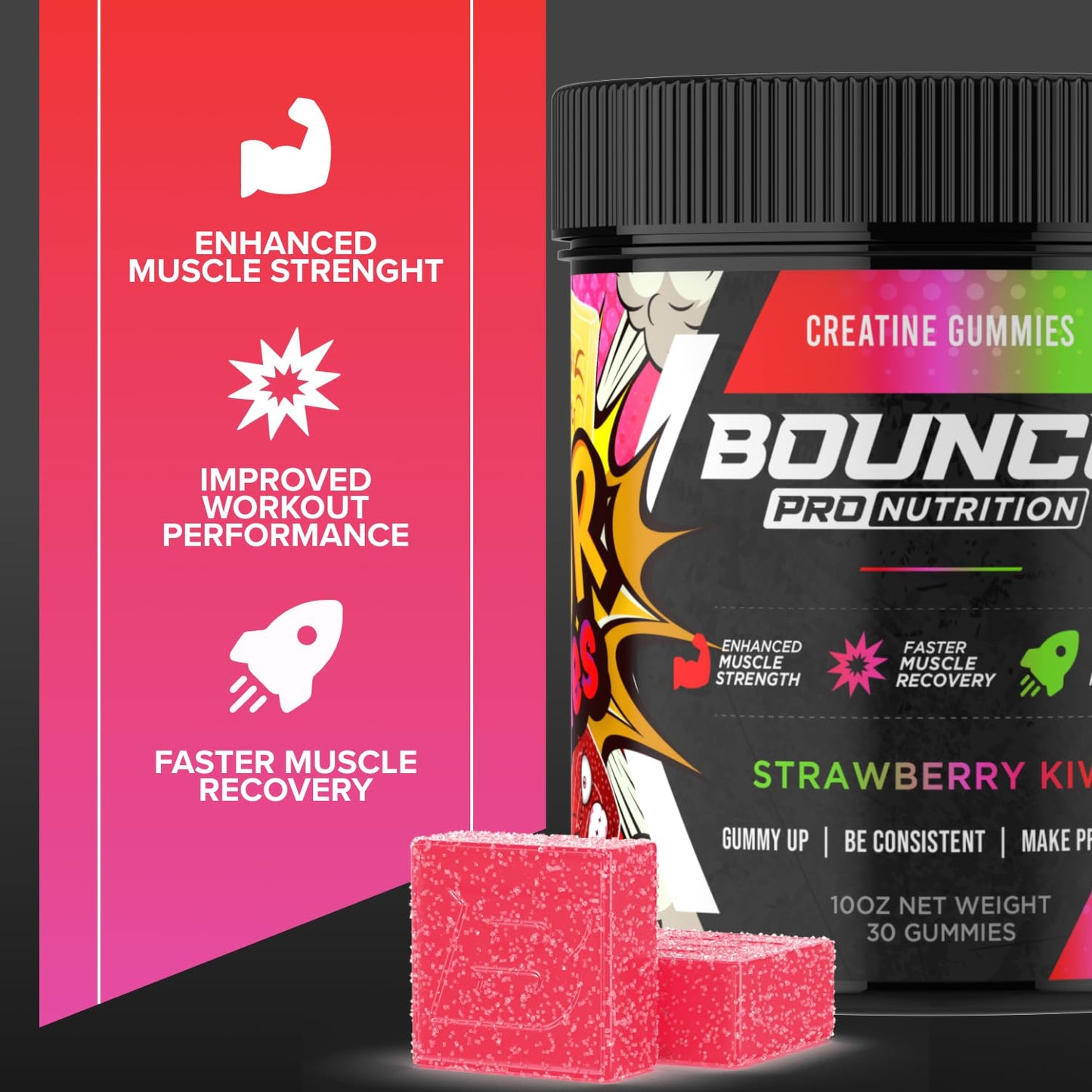 Bounce Pro Creatine Monohydrate Gummies, 30 Count
