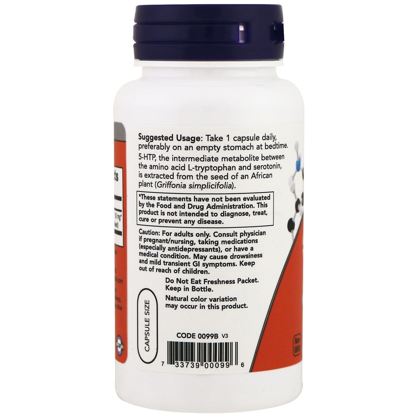 NOW Foods 5-HTP 50 mg Veg Capsules, 90 Capsules