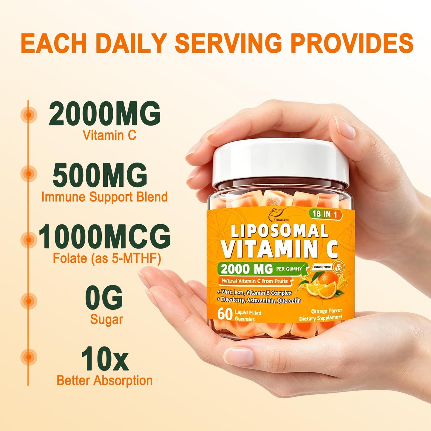 Fleamart Liposomal 2000mg Vitamin C Gummies, 60 Count