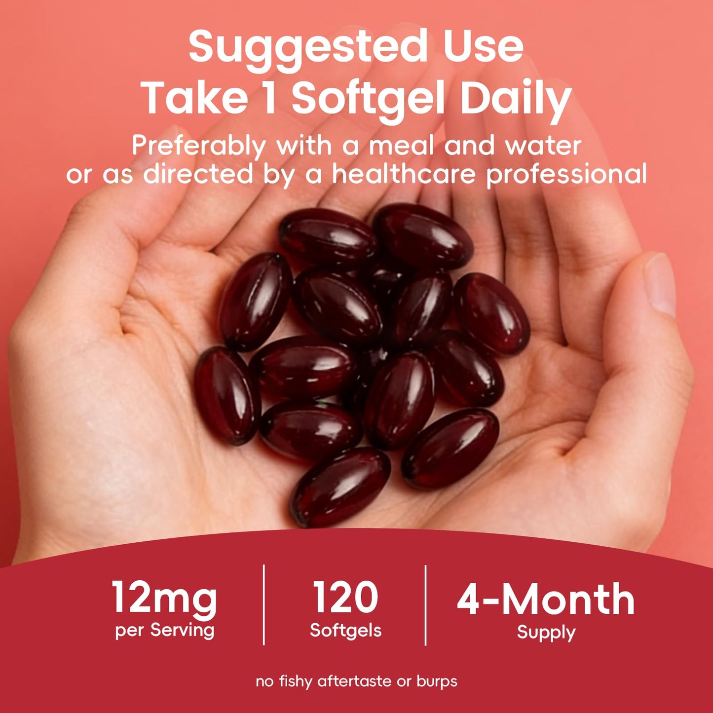BULGOIRE Astaxanthin 12mg with MCT Oil Softgels, 120 Count