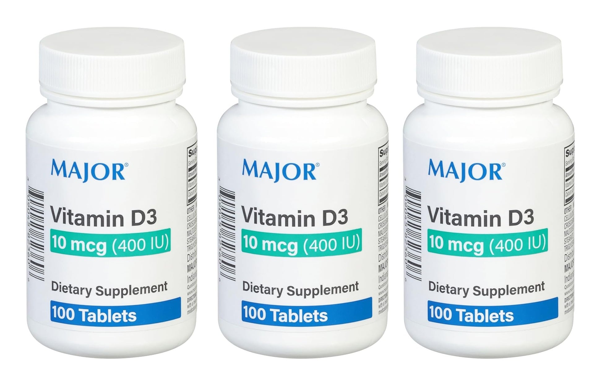 MAJOR Vitamin D3 10mcg (400 IU) Tablet, 300 Tablets