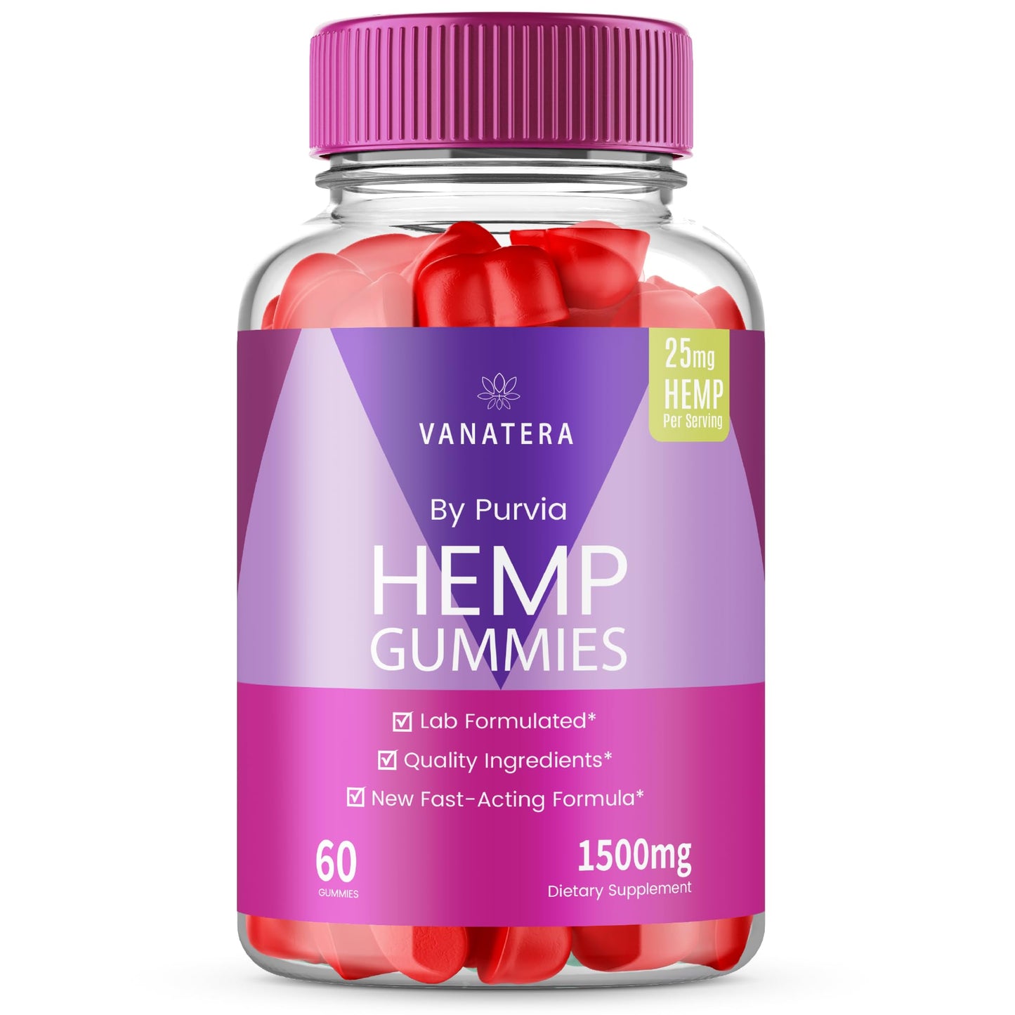 Purvia Vanatera Hemp Gummies Extra Strength Formula, 60 Gummies