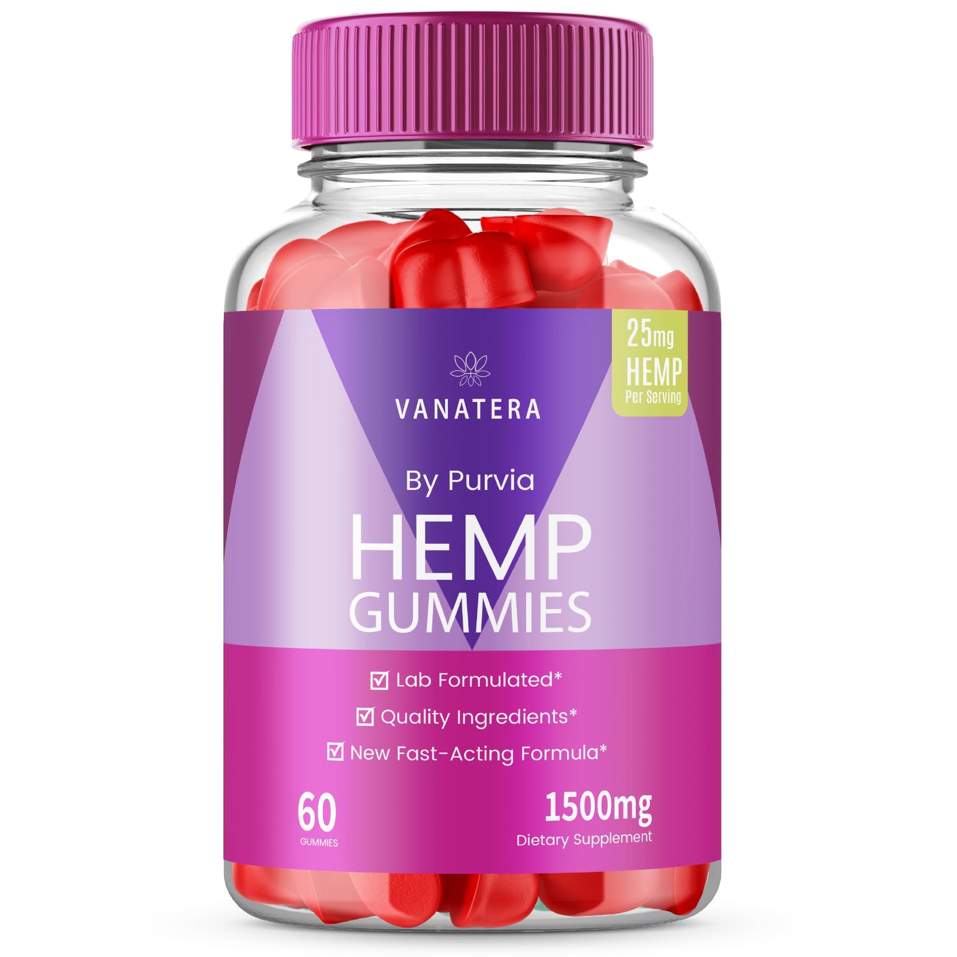 Purvia Vanatera Hemp Gummies Extra Strength Formula, 60 Gummies