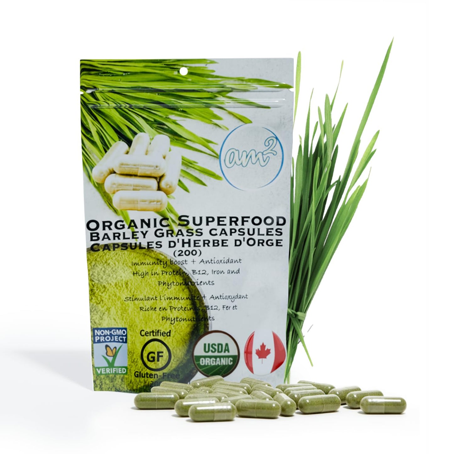 am2 Organic Barley Grass 200 Capsules