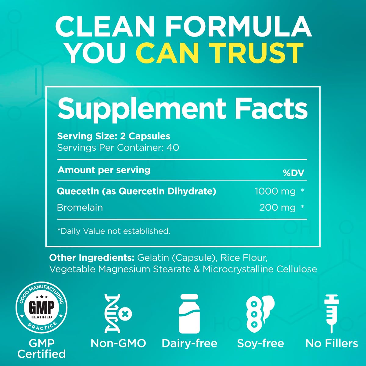Gya Labs Quercetin with Bromelain Capsules - 80 Count