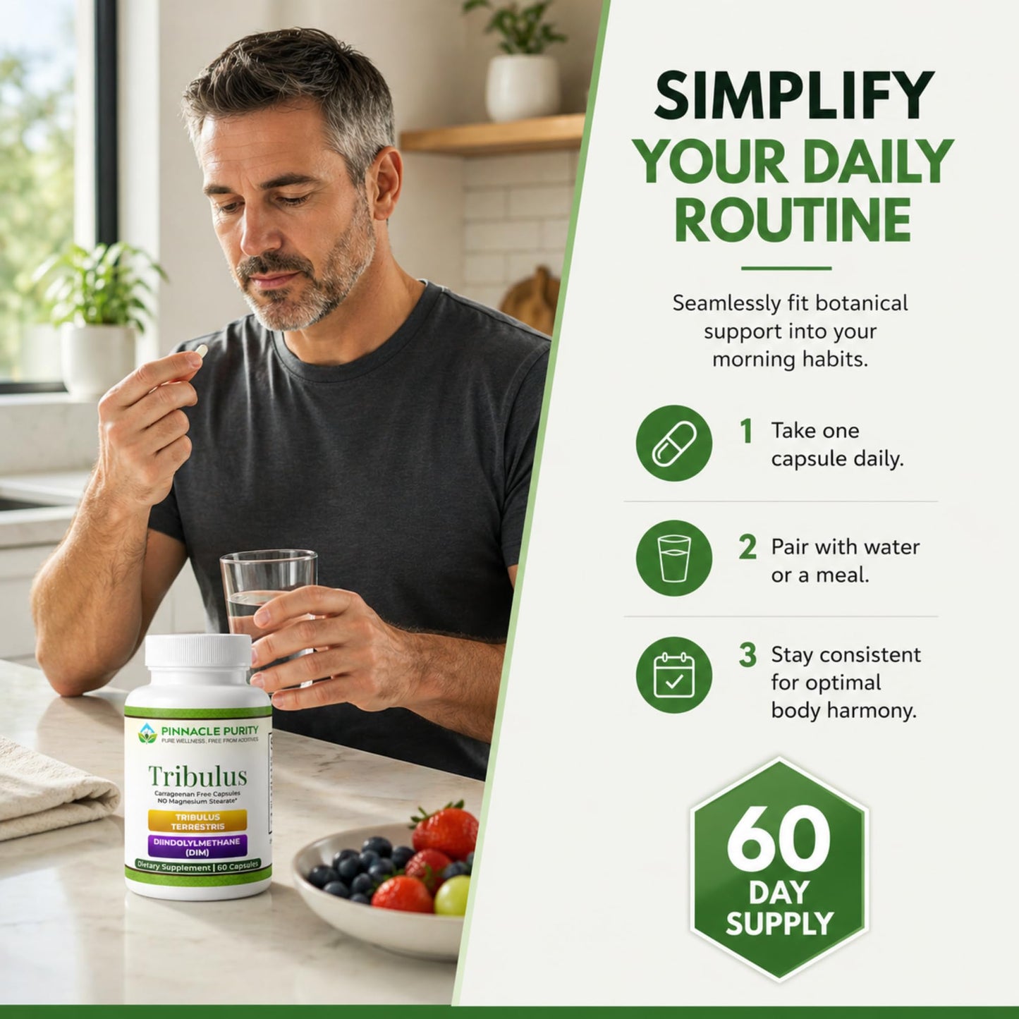 Pinnacle Purity Tribulus Terrestris and DIM Capsules, 60 Count