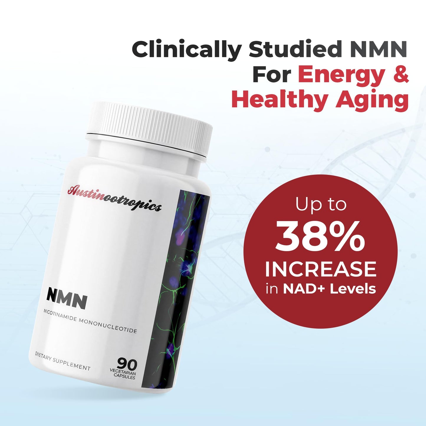 Austinootropics NMN 500 mg Pure NMN Capsule, 90 Capsules