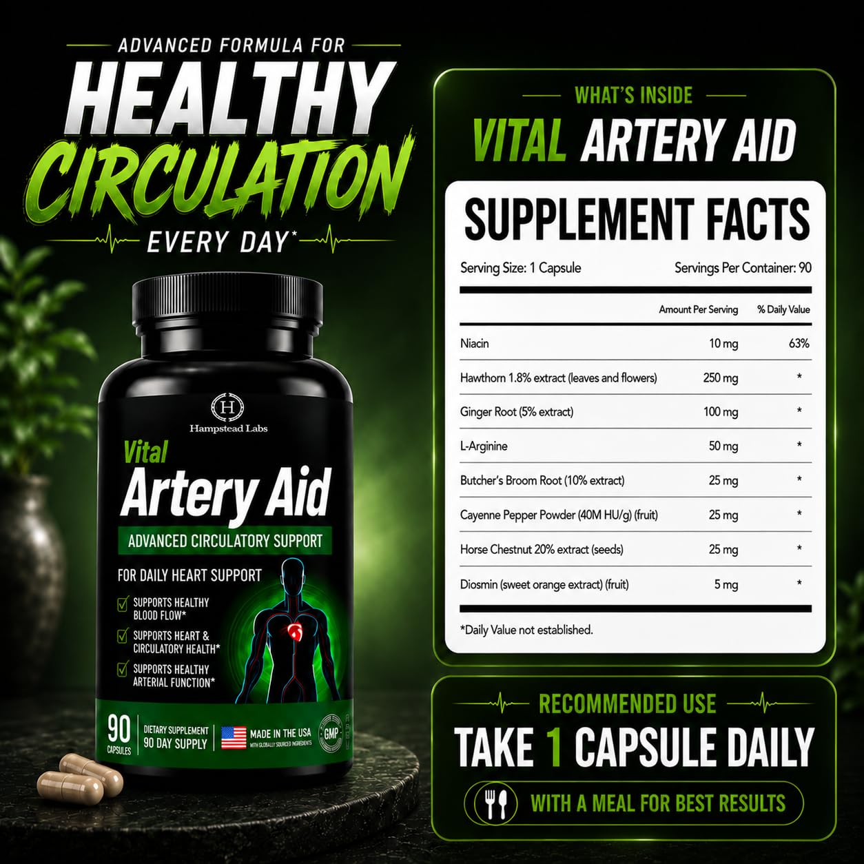 Hampstead Labs Vital Artery Aid 90 Tablets
