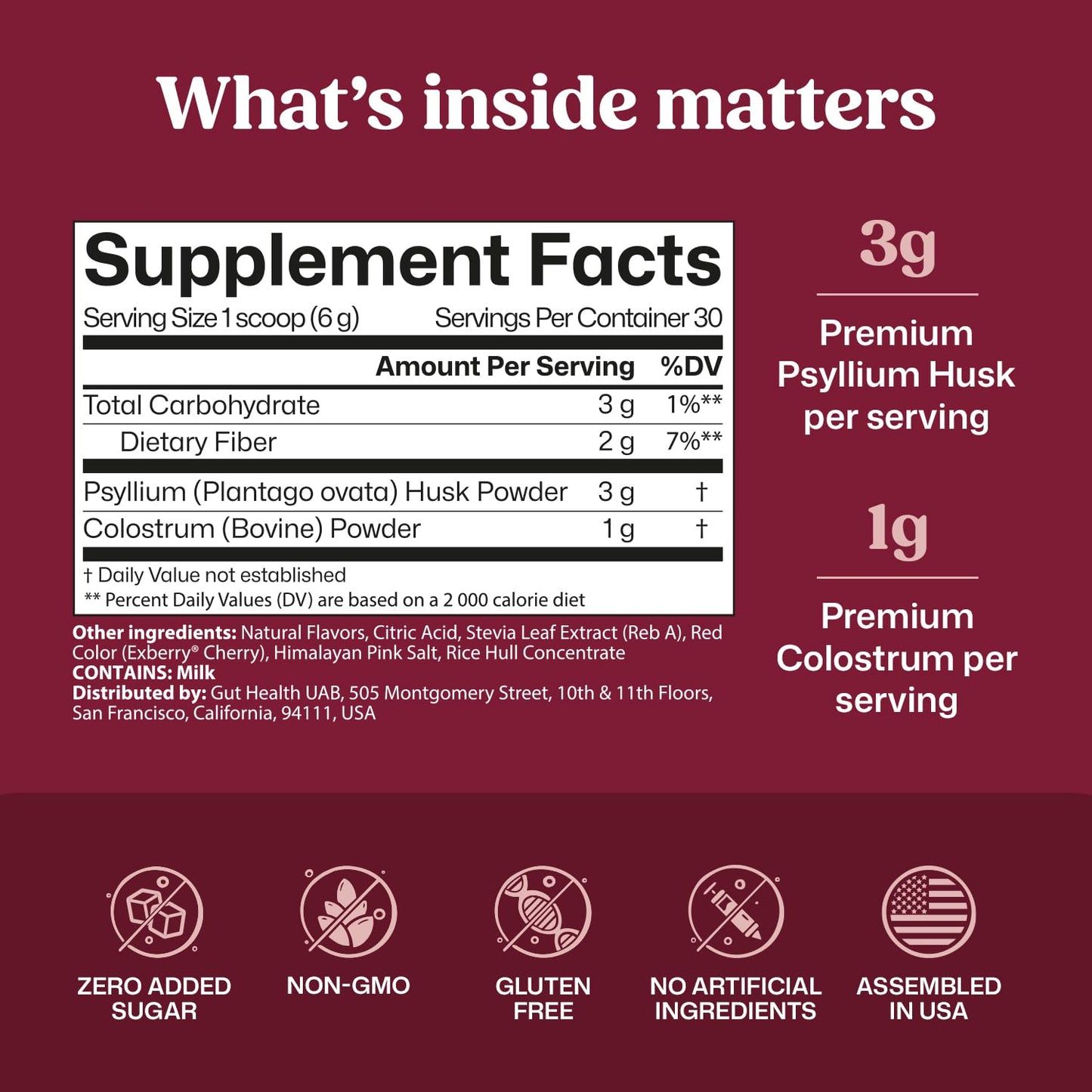ColonBroom Colostrum + Fiber GLP-1 Friendly Supplement Powder 6.24 Ounce