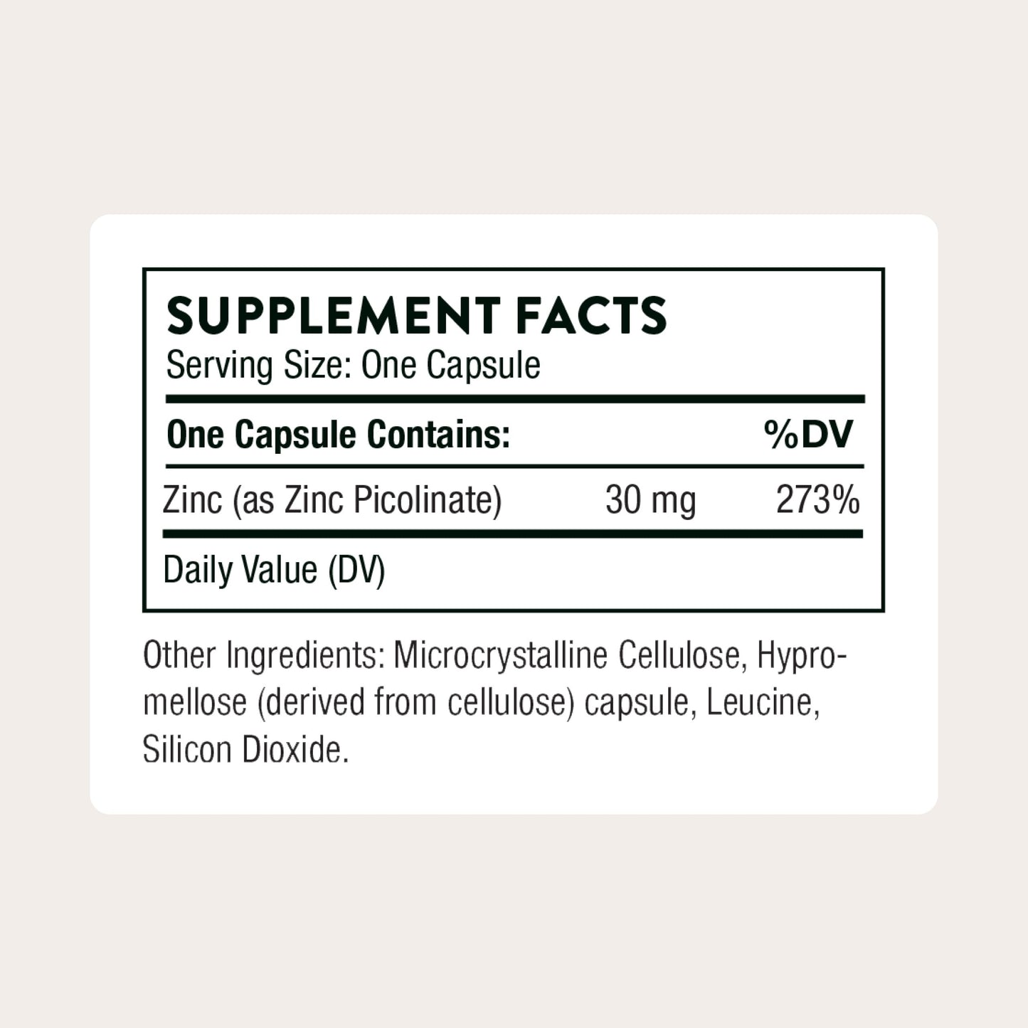 Thorne Zinc Picolinate 30 mg Capsule, 60 Capsules