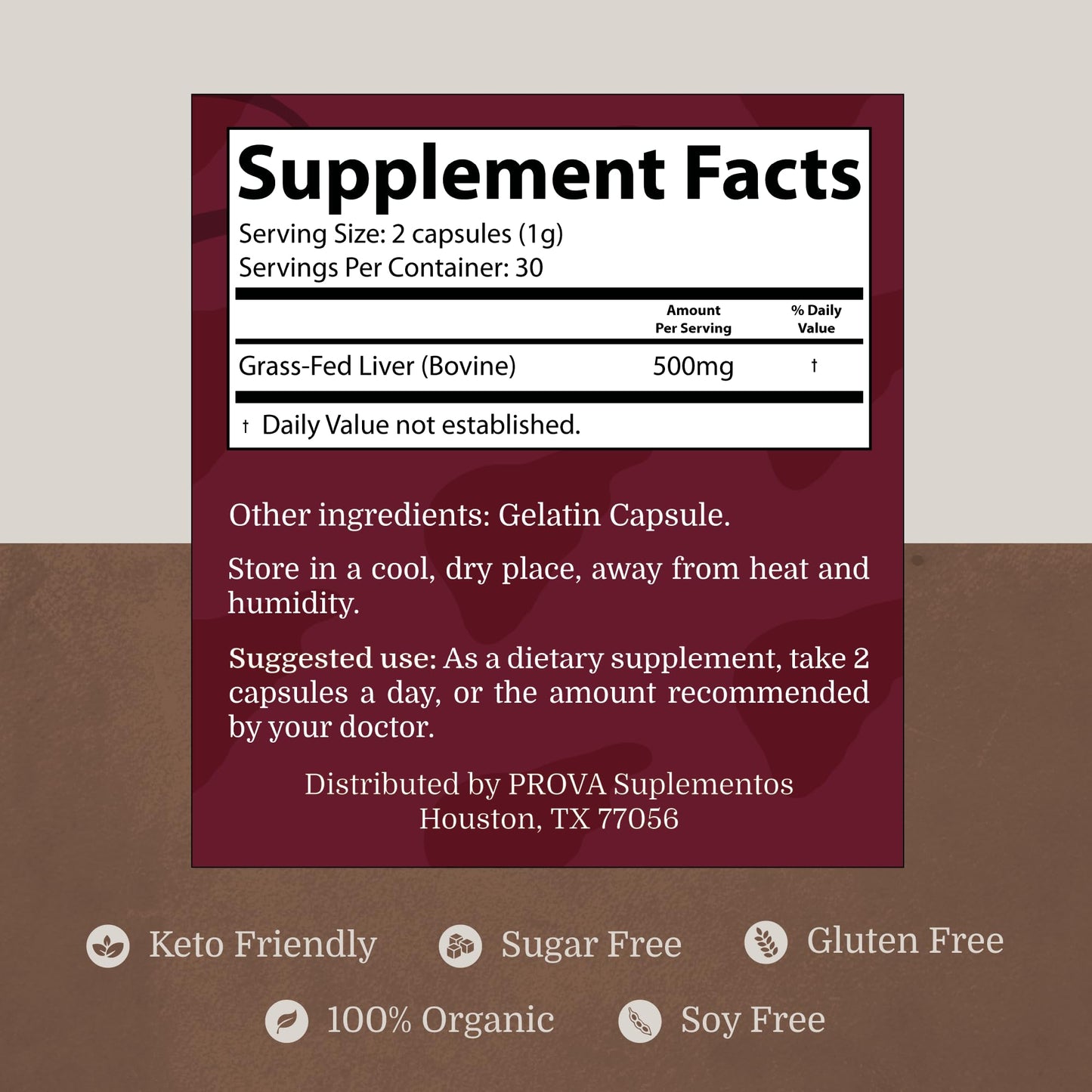 PROVA Suplementos Beef Liver Capsules 60 Count