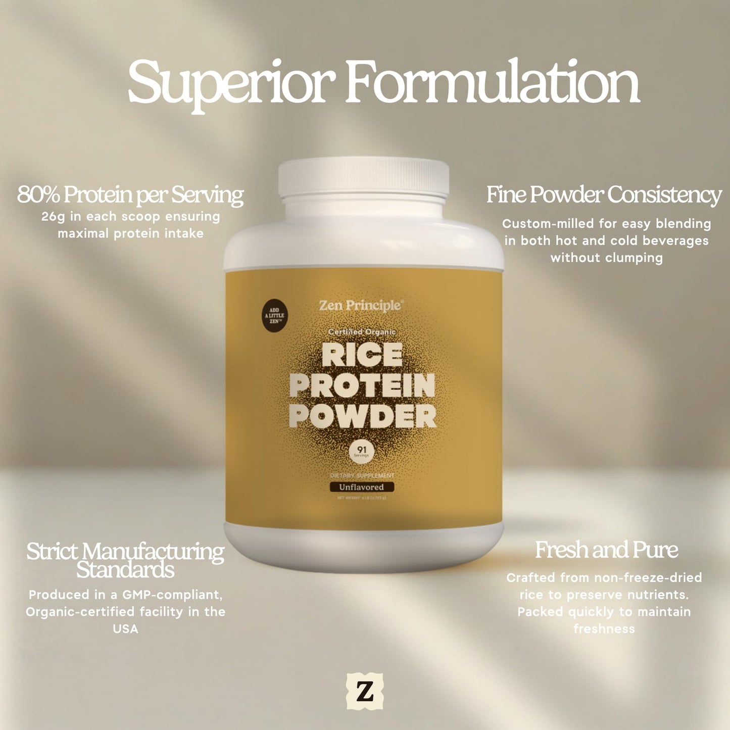 Zen Principle Organic Brown Rice Protein Powder 96 Servings