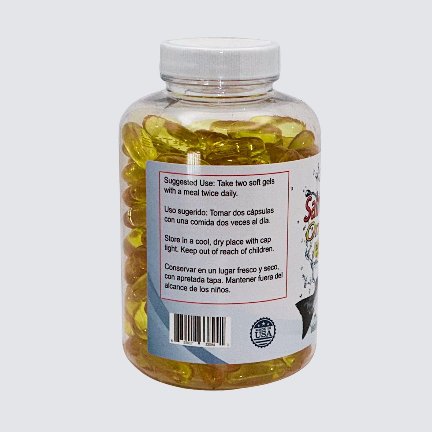 Generic Omega 3 Salmon Oil & Odorless Garlic (Salmon con AJO) Softgels 200