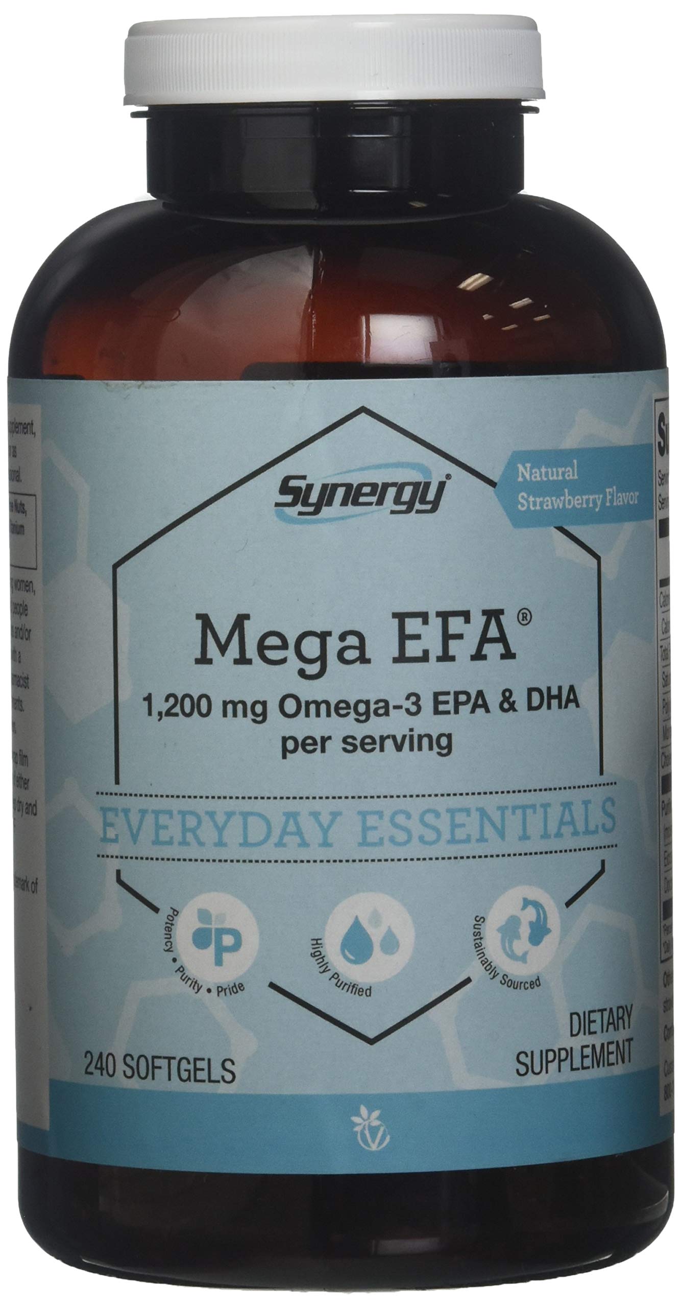 Vitacost Brand Synergy Mega EFA Mini Gels Softgels 1200 mg per serving Omega-3 EPA & DHA Natural Strawberry, 240 Softgels