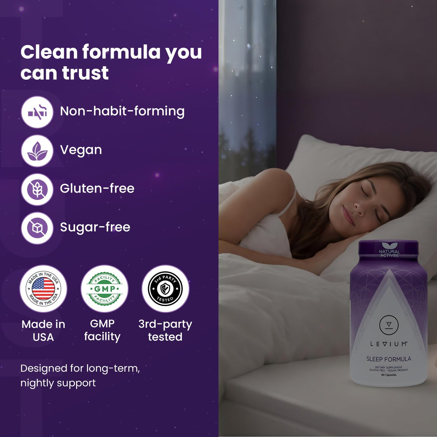 Levium Sleep Formula Supplement Capsules 60 Count