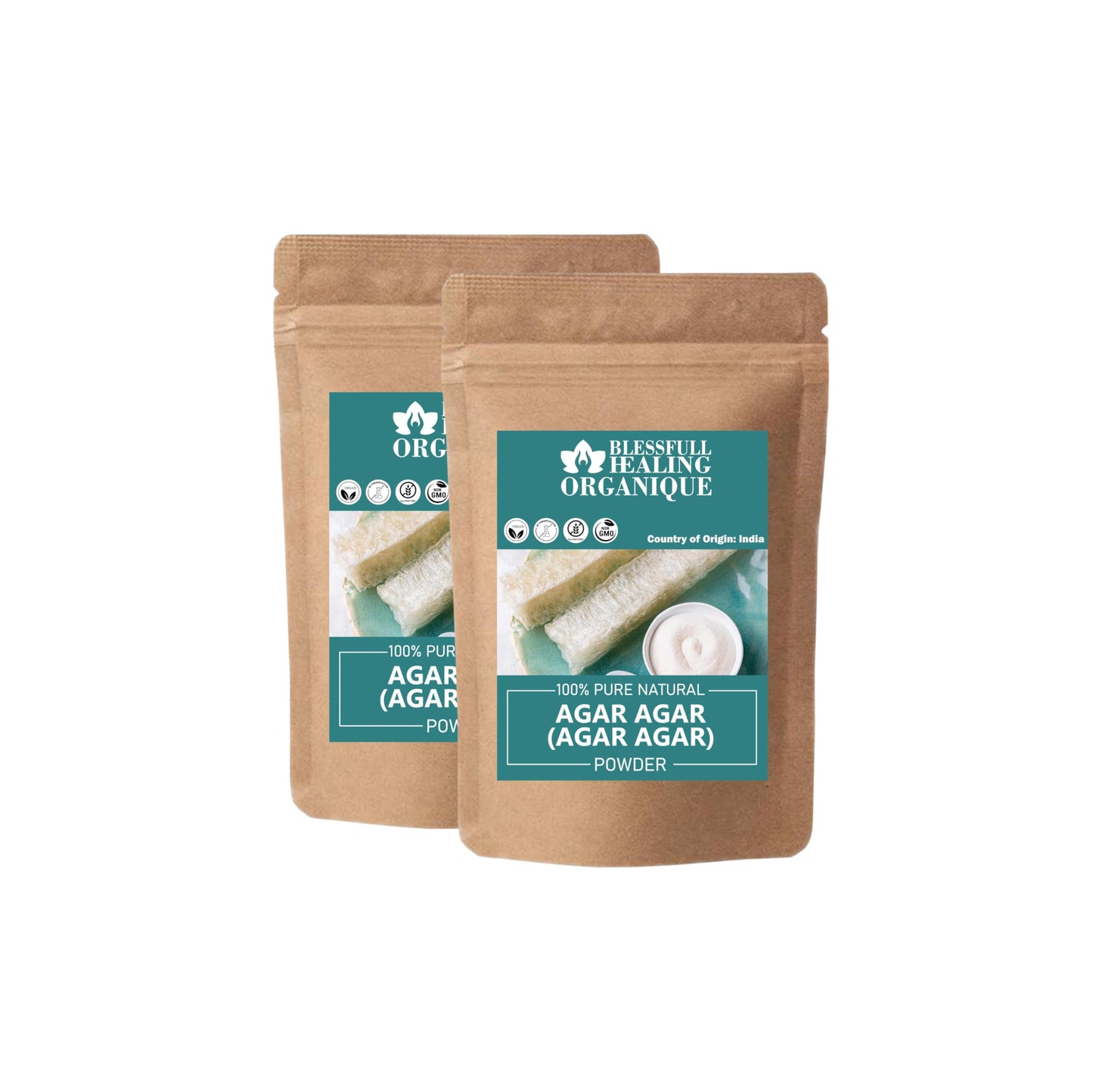 Blessfull Healing Organic Agar Agar Powder, 200 Grams, Vegan