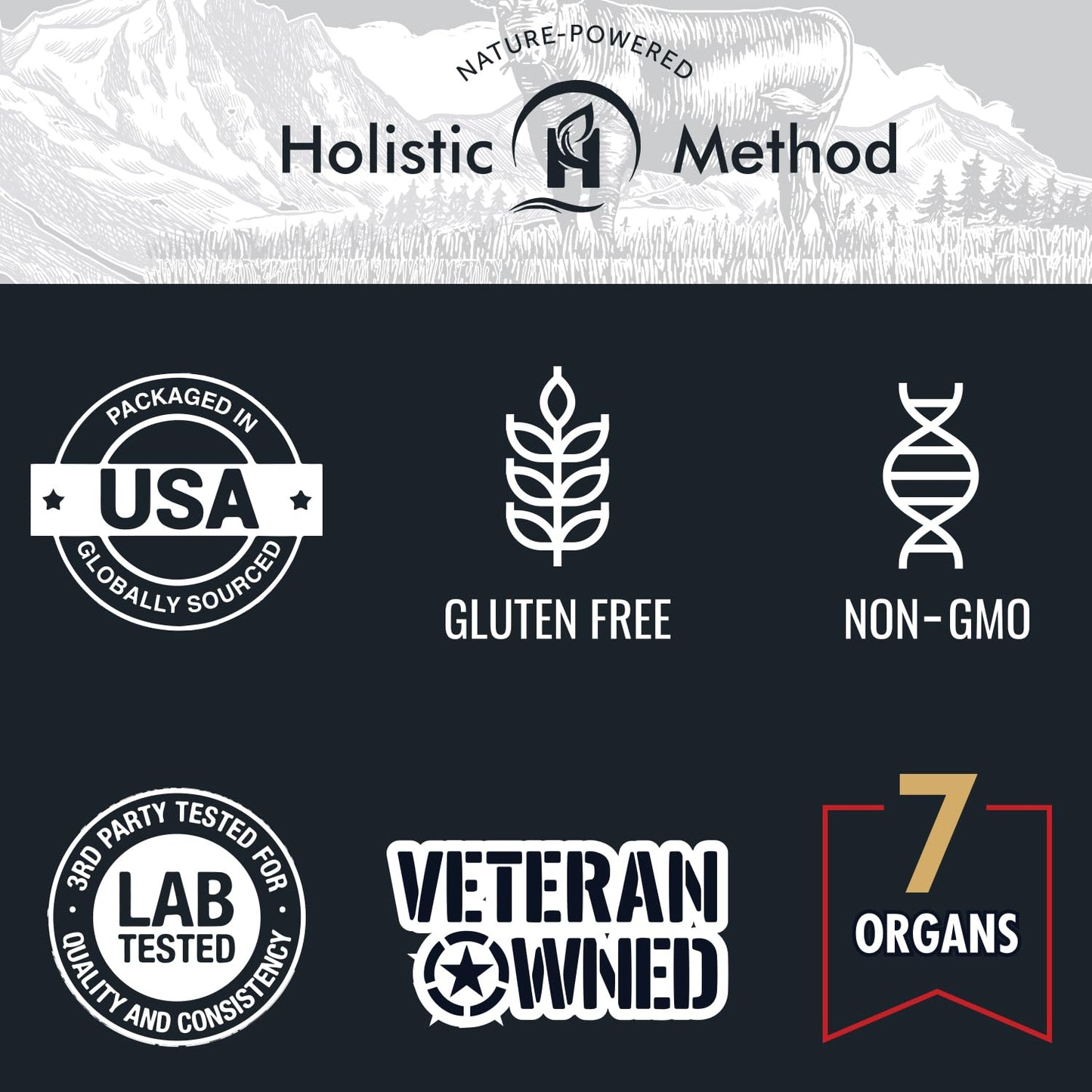 Holistic Method Beef Organ Complex Capsules - Grass-Fed 7-Carnivore Meat Blend for Women, 120 Capsules