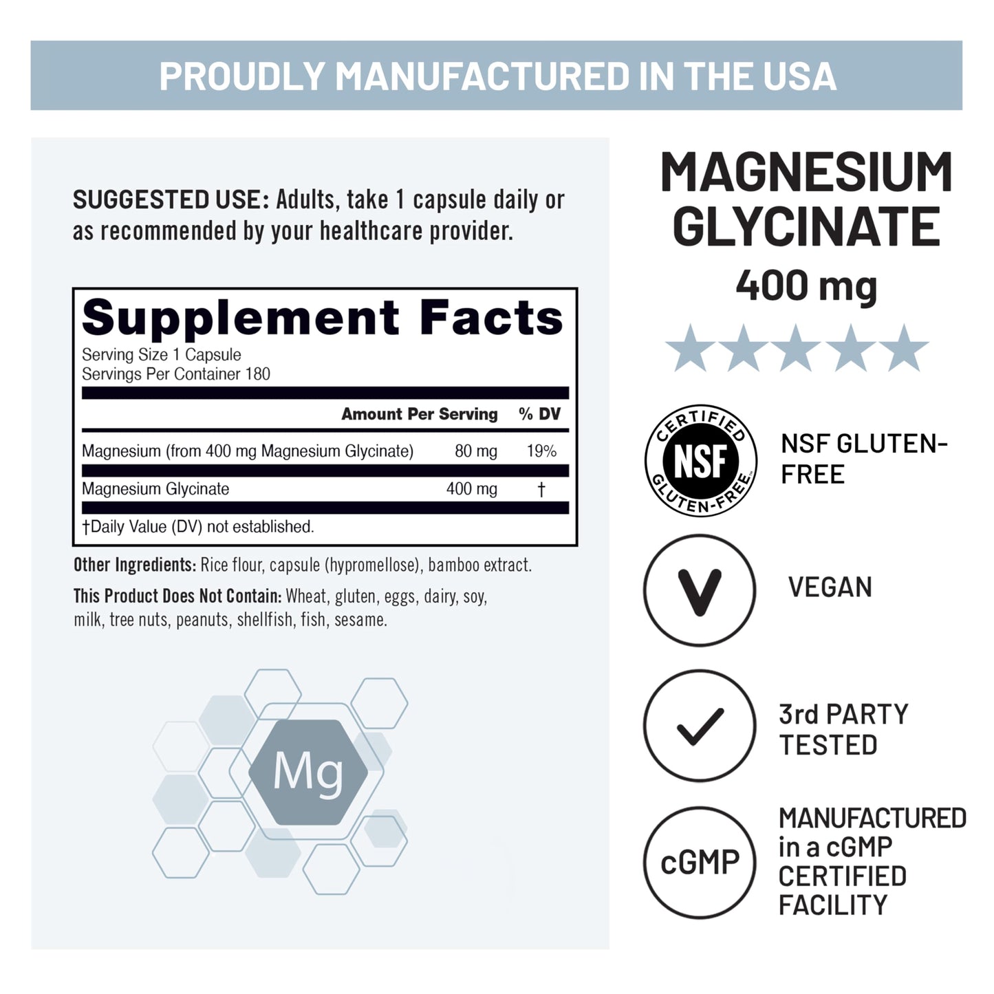 NatureWise Magnesium Glycinate 400 mg Capsule, 180 Capsules