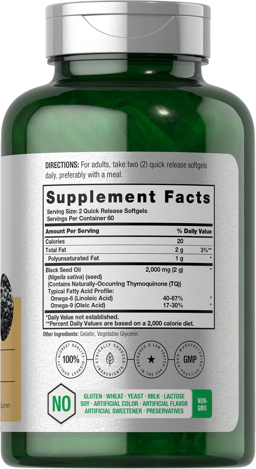 Horbäach Black Seed Oil Cold Pressed Softgel Capsules 120 Count