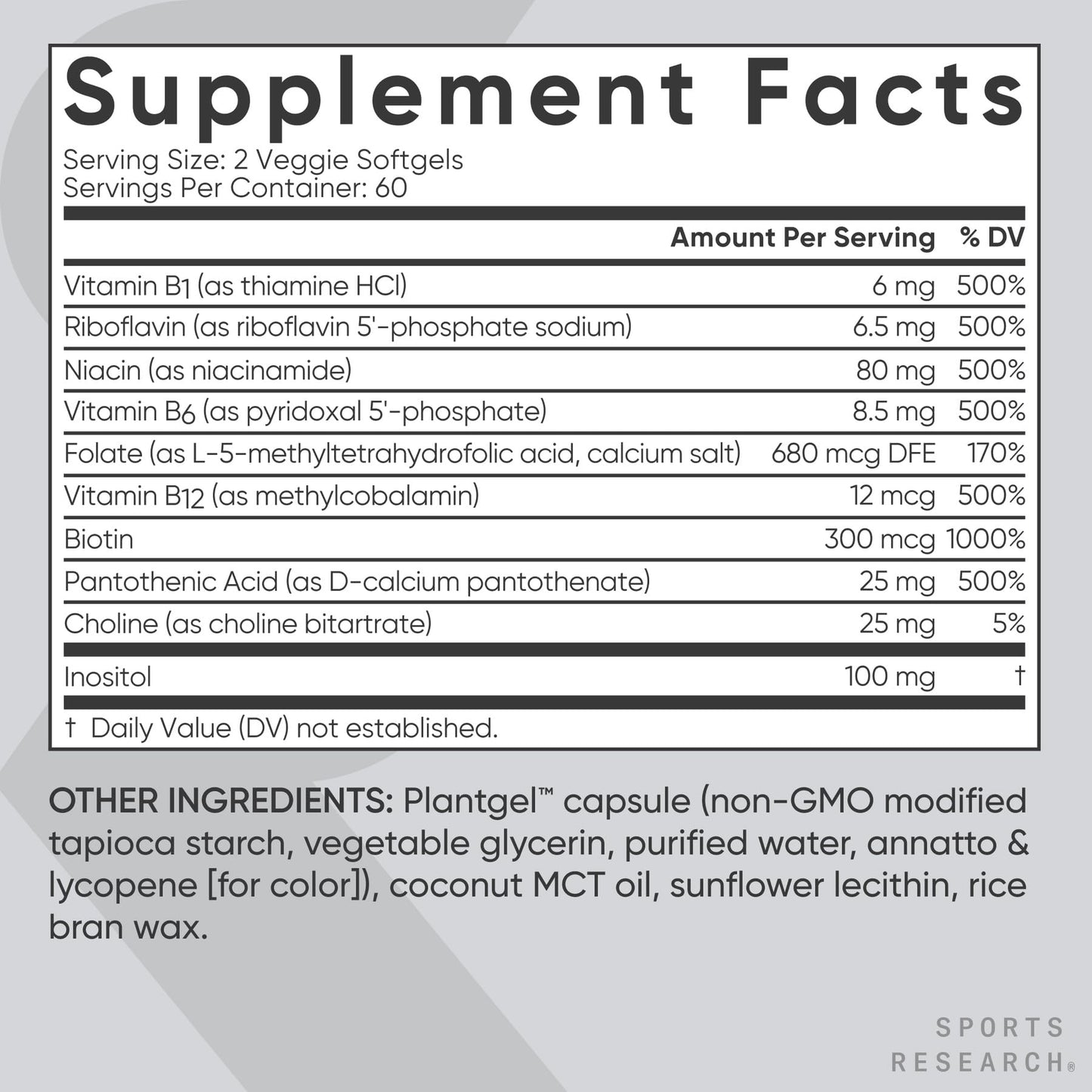 Sports Research Vitamin B-Complex Softgels 120