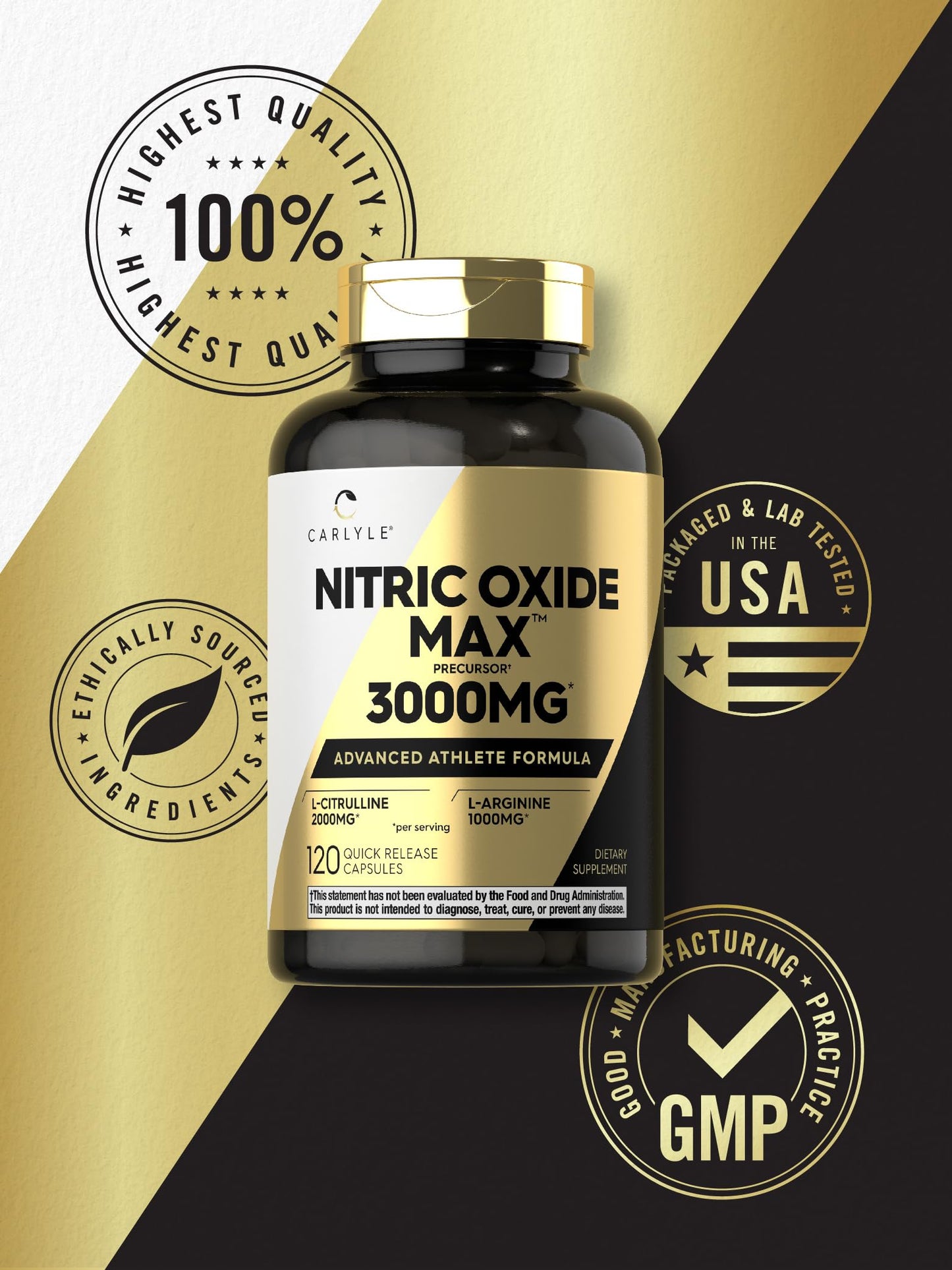Carlyle Nitric Oxide Supplement 3000mg 120 Capsules