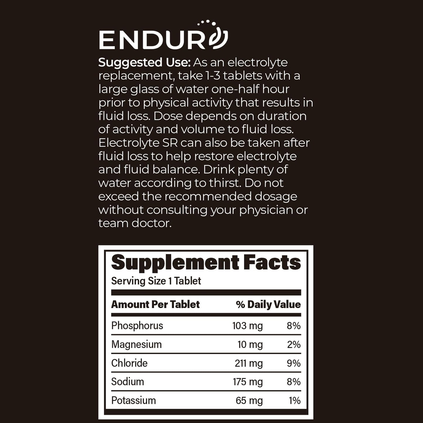 Endurance Products ENDUR Electrolyte SR (Sustained Release) Hydration Support 60 Tablets