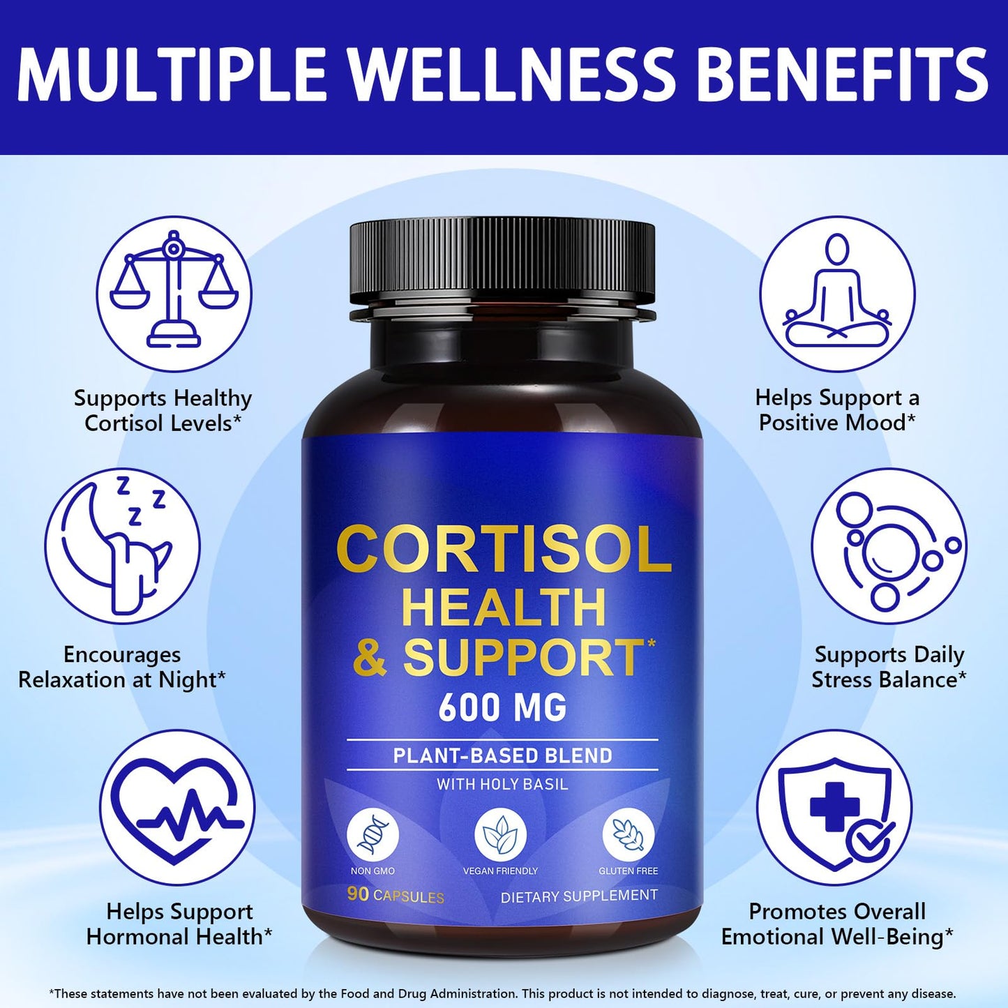 ZXJQLOS Cortisol Balance Supplement for Women 90 Capsules