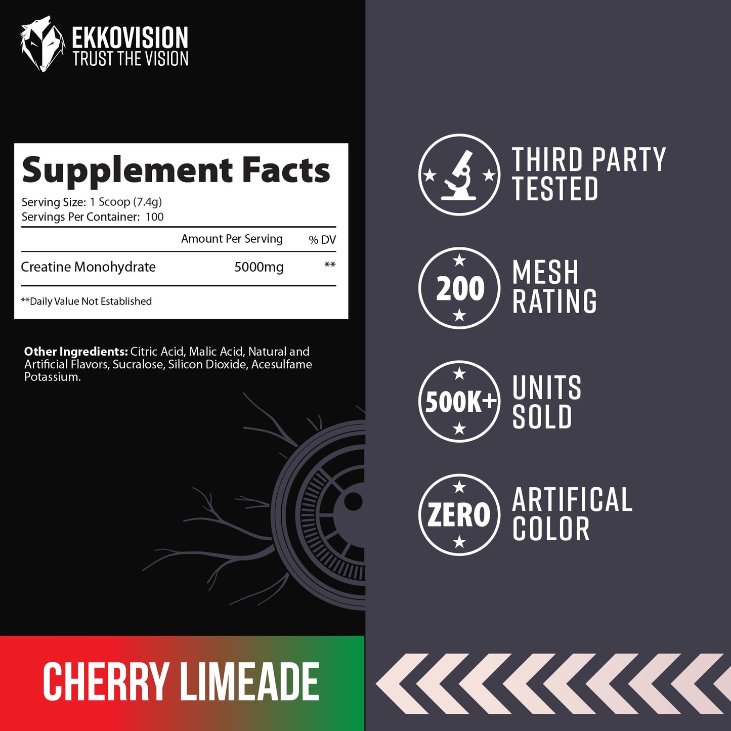 Ekkovision Creatine Monohydrate Powder, 100 Servings