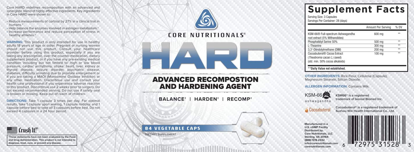 Core Nutritionals Platinum Hard Advanced Recomposition and Hardening Agent Capsules 84