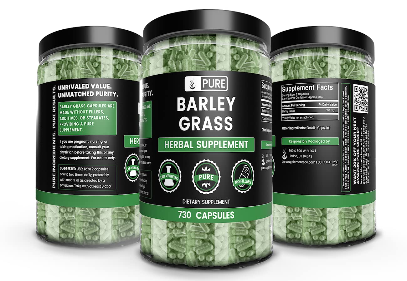 Pure Original Ingredients Barley Grass Capsules 730 Count