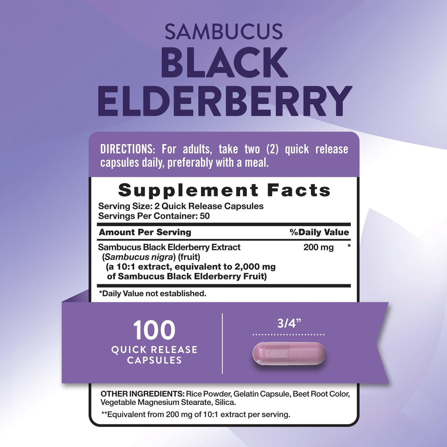 Nature's Truth Black Elderberry Capsules 100 Count