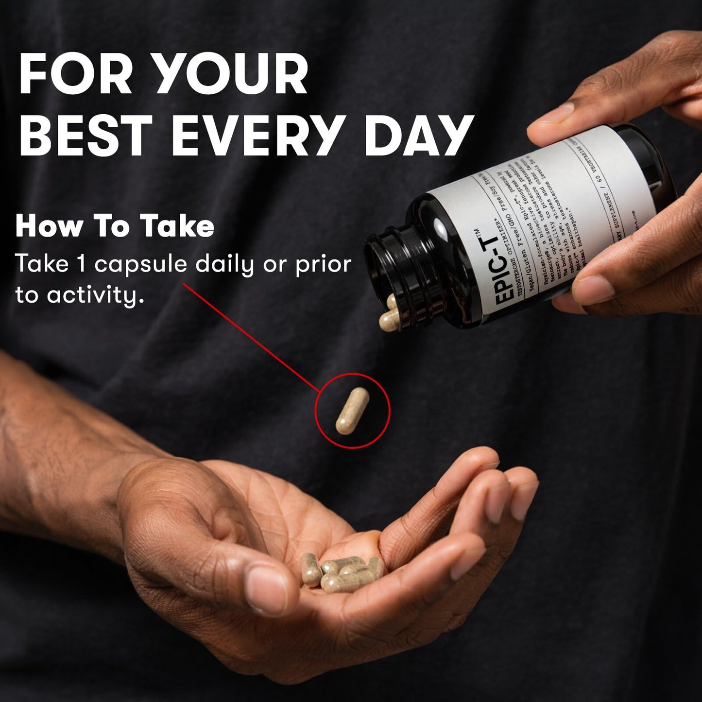 EPIC Testosterone Support Supplement for Men 60 Capsules