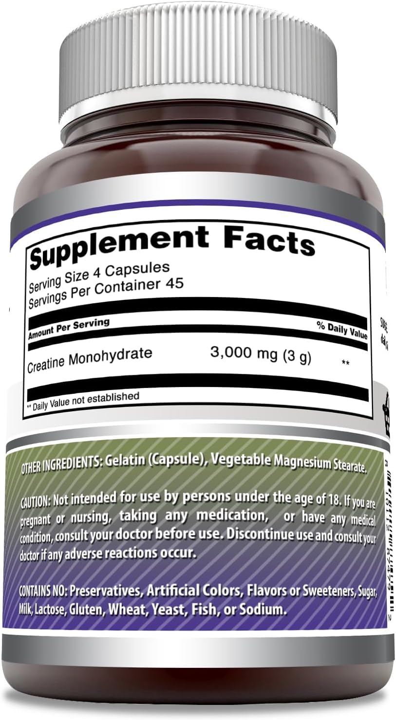 Amazing Nutrition Creatine Monohydrate 3000 Mg Per Serving Capsules 1 Count