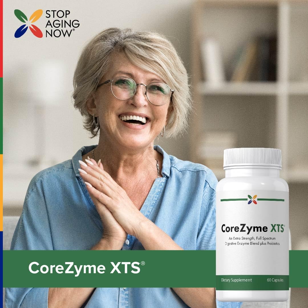 Stop Aging Now Digestive Enzymes Plus Probiotics Supplement CoreZyme Capsules 60 Count