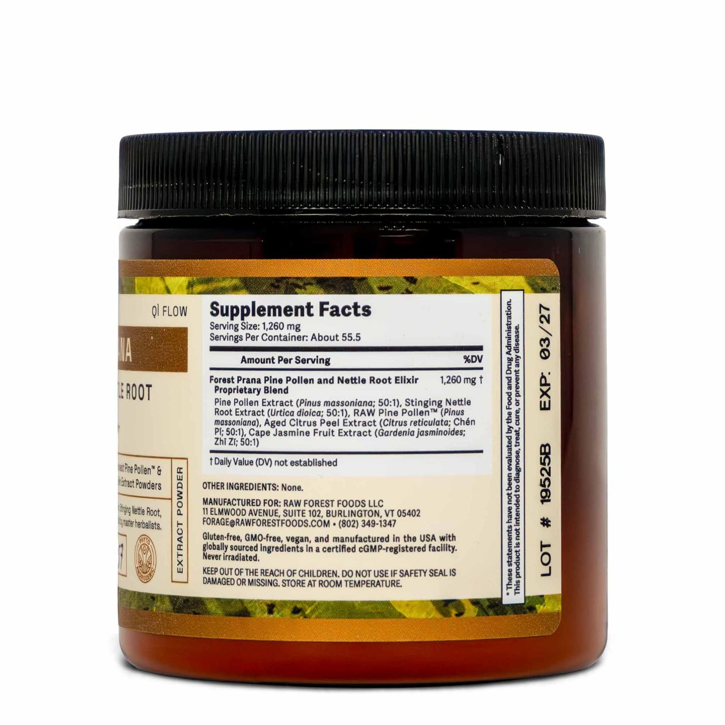 RAW Forest Foods Forest Prana Pine Pollen and Nettle Root Elixir Powder 2.17 Ounce