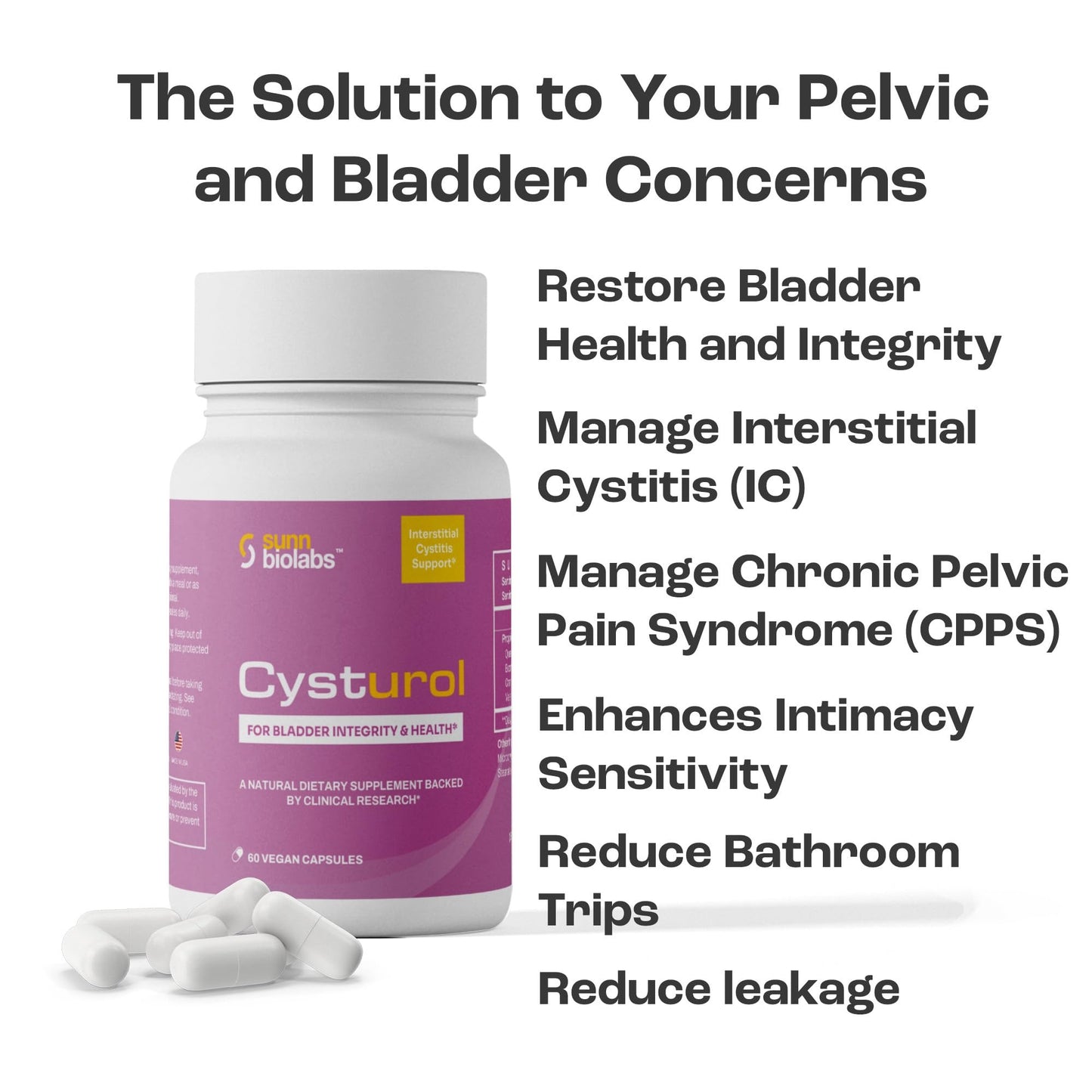 SUNN BIOLABS CYSTUROL Bladder Support Supplement Capsule, 180 Count