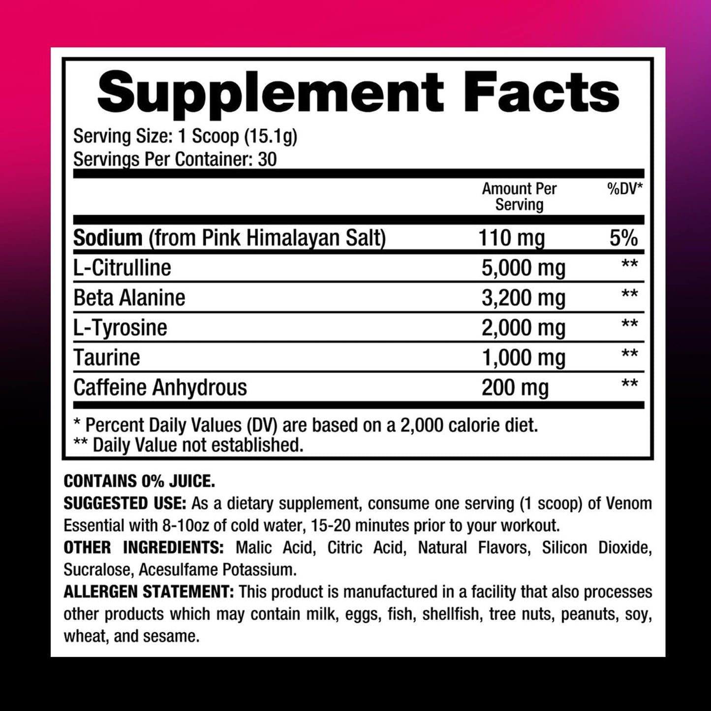 DRAGON PHARMA Venom Essential Pre Workout Powder Pineapple, 15.97 Ounce